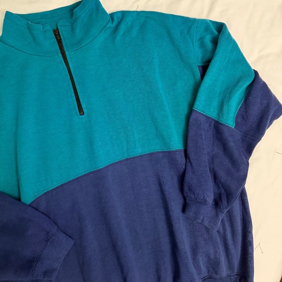 VINTAGE colour-block 1/4 zip sweatshirt - Picture 1 of 8